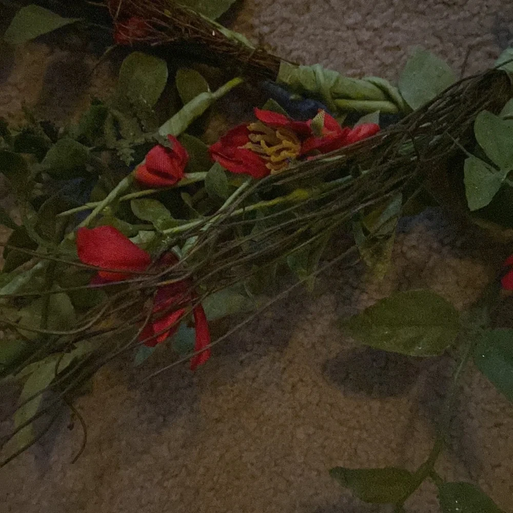 Greenery Wreath with Red Flowers